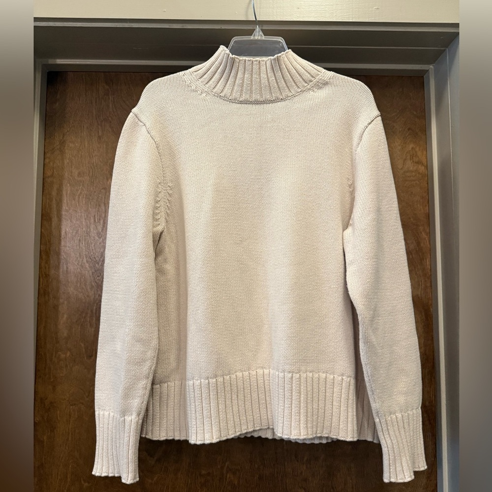 Cotton J. Crew Cream Turtleneck Sweater